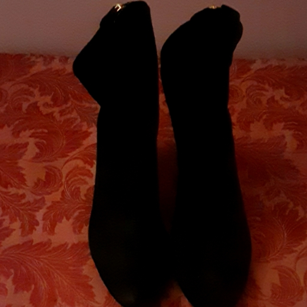 Black Suede Zara Basic Collection Ankle Boots - image 7